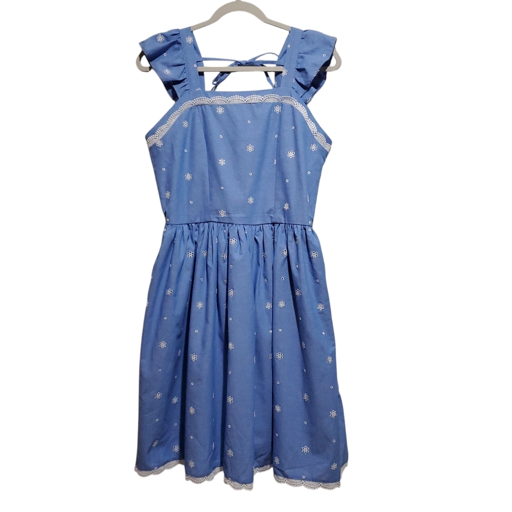 Blueberi Boulevard Blue White Eyelet Dress Size M Mommy Dress Mommy & Me